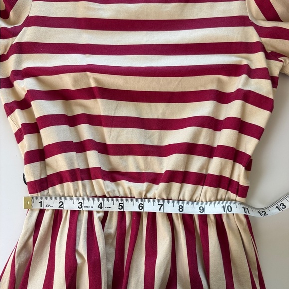 Vintage David Warren Midi Dress Fit N Flare A Line Red Striped Tomato Girl XS - Picture 13 of 14